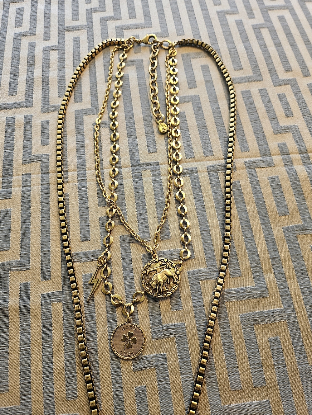 RARE: 18k Gold Plated Layered Coin Pendant Necklace Set - Picture 4 of 4
